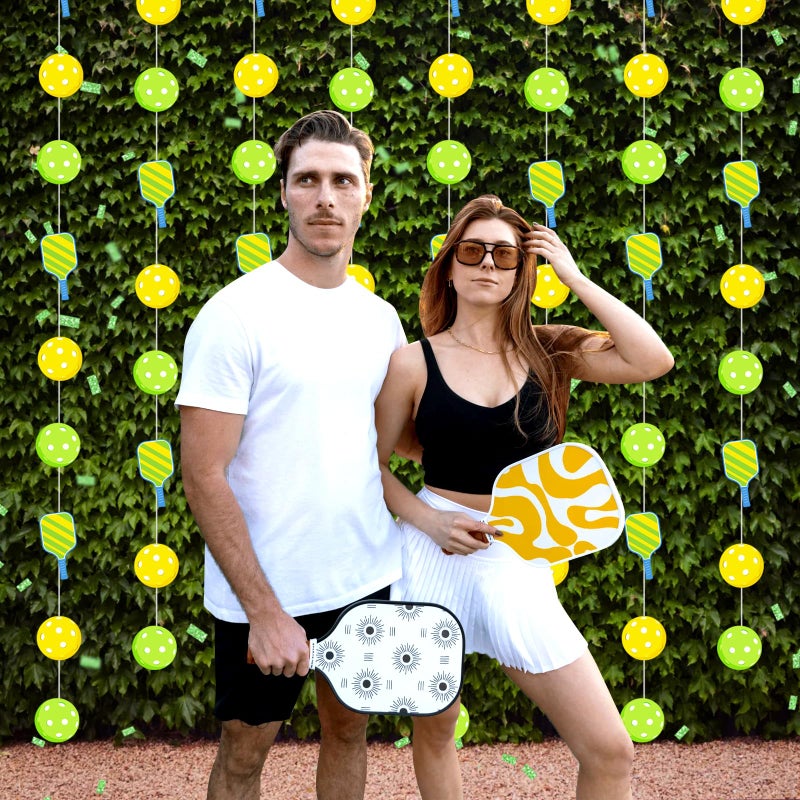 Cheereveal 8 عبوات من cheereveal من أكاليل حفلات Pickleball - لافتات معلقة بموضوع مخلل مضحك، خلفية رياضية، وحفلات أعياد الميلاد وحفلات استقبال المولود الجديد، الأولاد والبنات - Image 3